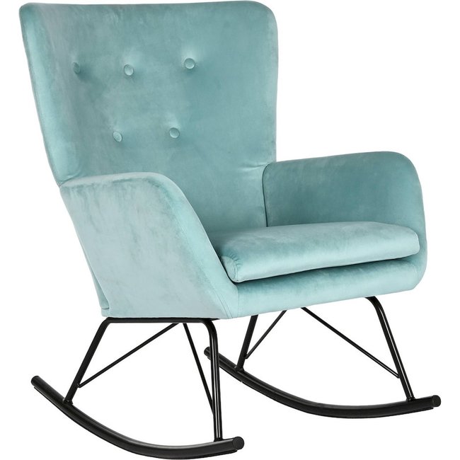 Rocking chair en velours élégant Couleur vert jade doux et apaisant <span itemprop=