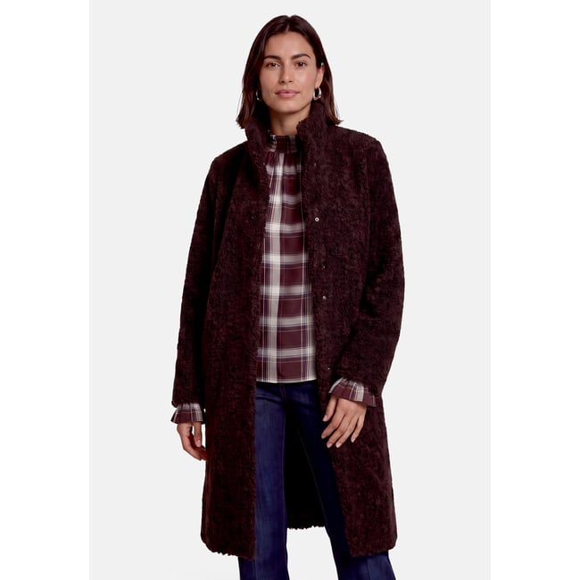 Manteau d'hiver à col droit chocolate plum <span itemprop=