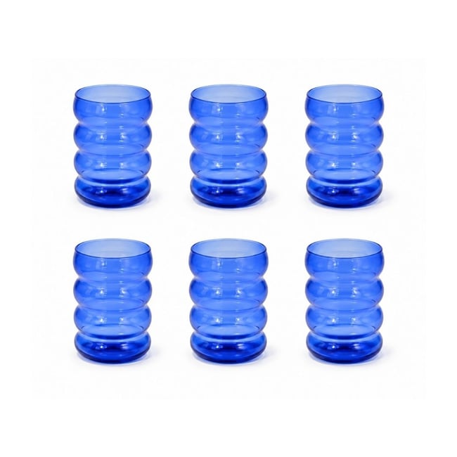 Lot de 6 verres, SANTORIN Couleur bleu <span itemprop=