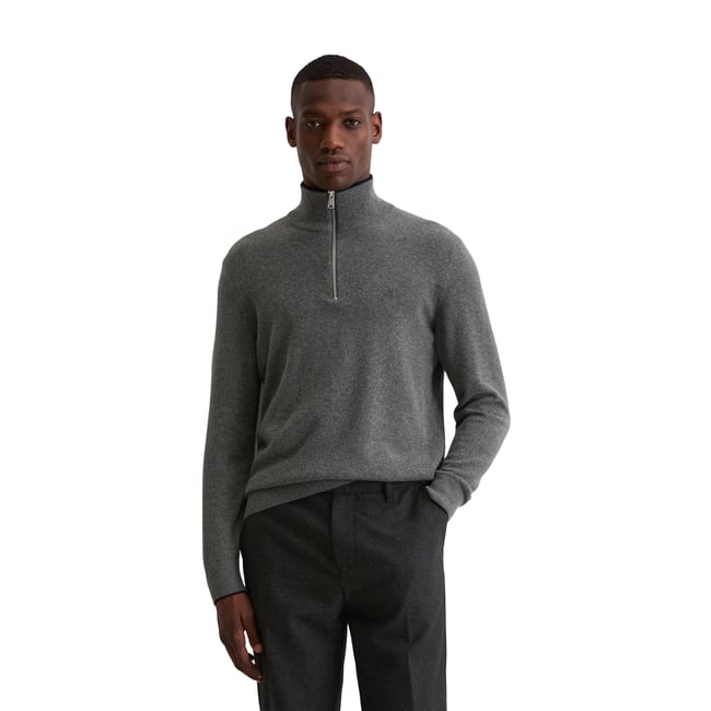 Troyer régulier en mélange de coton et de laine vierge bio gris foncé <span itemprop=