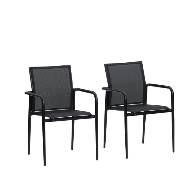Fauteuil de jardin en aluminium et textilène noir  BASALT noir <span itemprop=