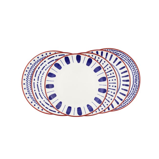 Lot de 6 assiettes à dessert, SANTORIN Couleur bleu <span itemprop=