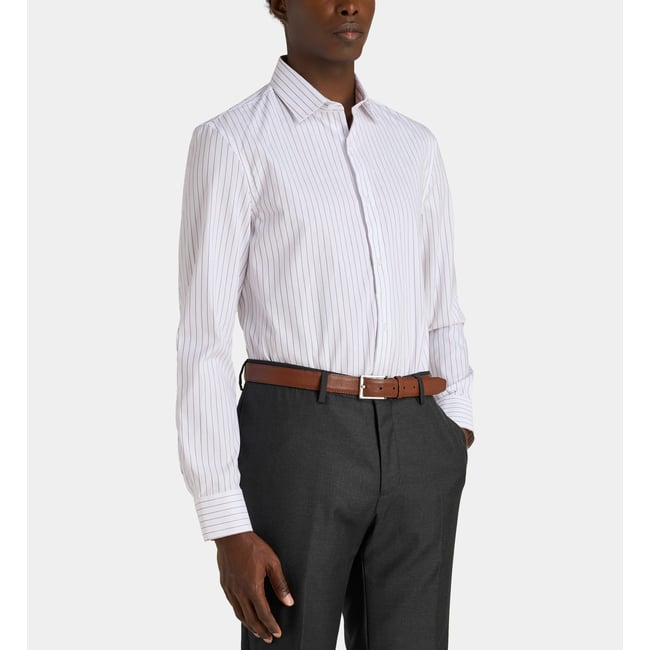 Chemise droite hsrbank en coton rayée - GALERIES LAFAYETTE
