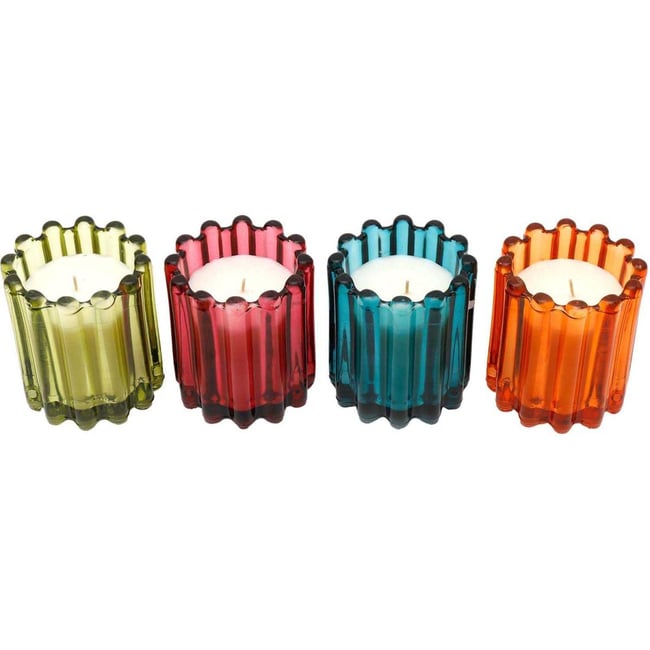 Ensemble de 4 bougies en verre coloré Couleur v019845 <span itemprop=
