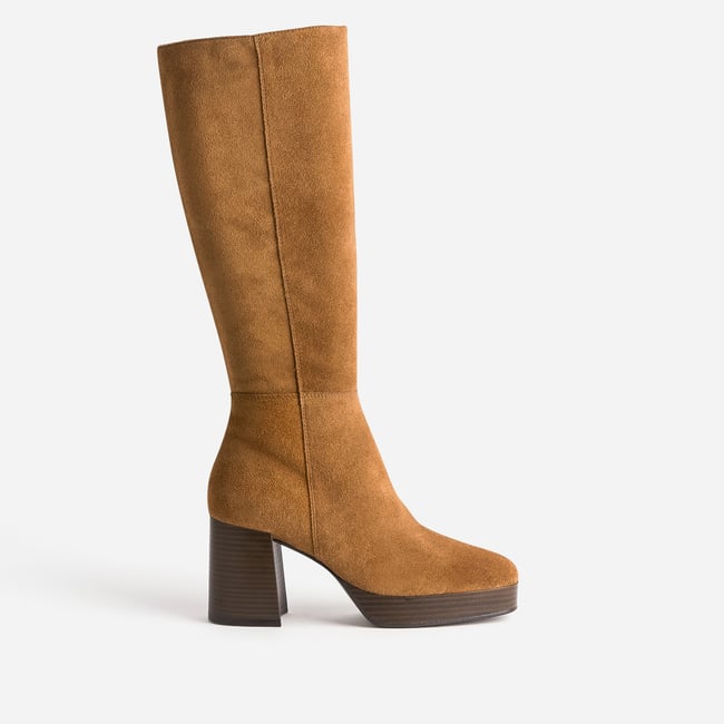 Botte À Talon en cuir TAIMA taupe <span itemprop=