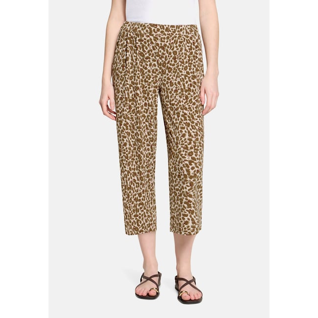 Jupe-culotte à pinces beige/kaki <span itemprop=