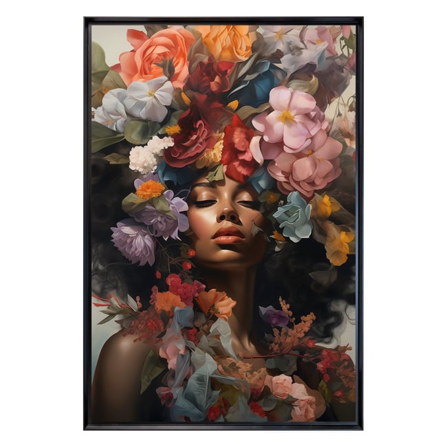 Tableau Mural Encadré Portrait Femme Fleurs Bohème FLEUR Couleur tableaux encadrés <span itemprop=