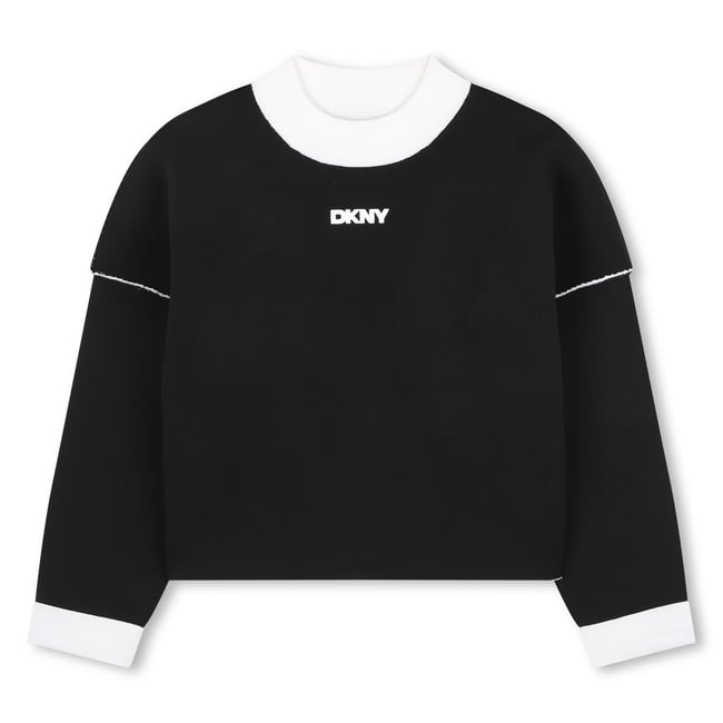 Polo à manches longues noir ecru <span itemprop=