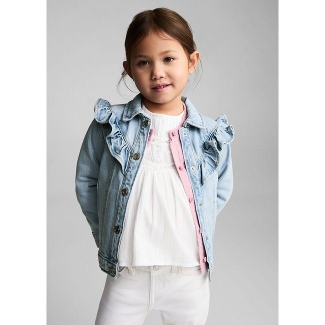Blouson en jean volants bleu clair <span itemprop=