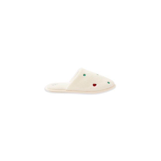Chaussons mules à pois GARDEN ecru <span itemprop=
