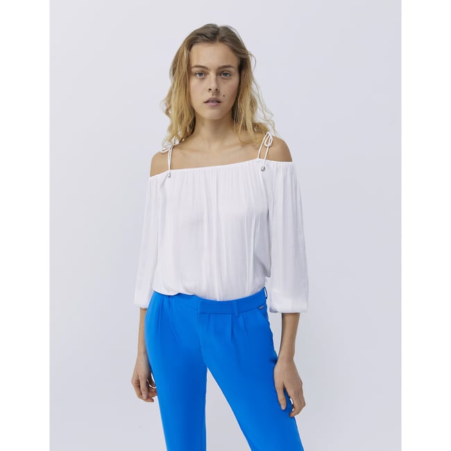 Chemisier Tunique En Soie 100% Bleu Roi IKKS Taille 42 - Occasion Très Bon état, Manches Longues