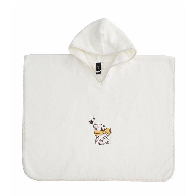 Poncho de bain enfant 4/8 ans OURS POLAIRE ecru <span itemprop=