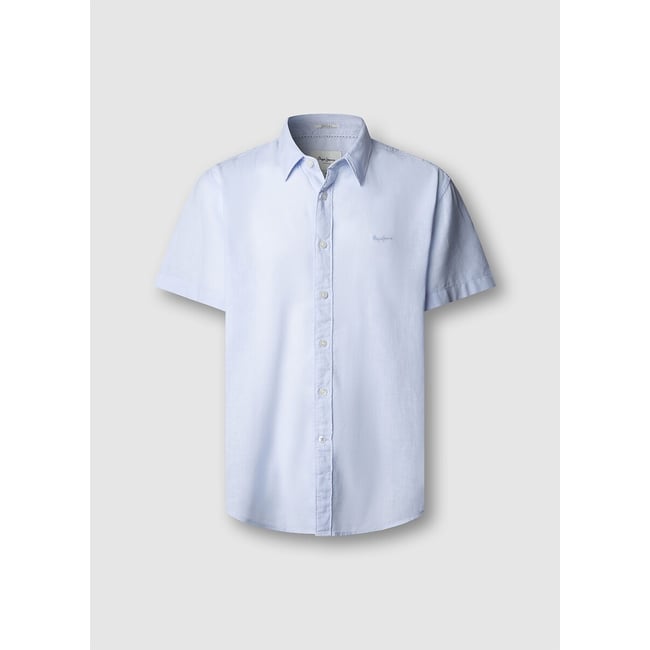 Рубашка с короткими рукавами из смесового льна PERCY / ПЕРСИ небесно-голубой PEPE JEANS