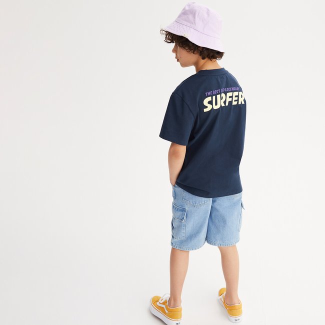 T-shirt girocollo, stampata sul davanti e sul retro blu marino LA REDOUTE COLLECTIONS