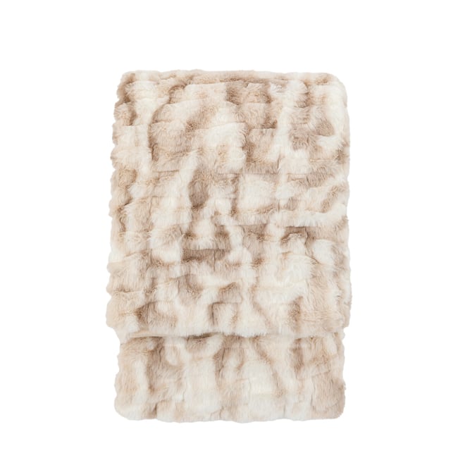 Luxe Ripple Ruched Faux Fur Throw, brown              , ÉDITÉ