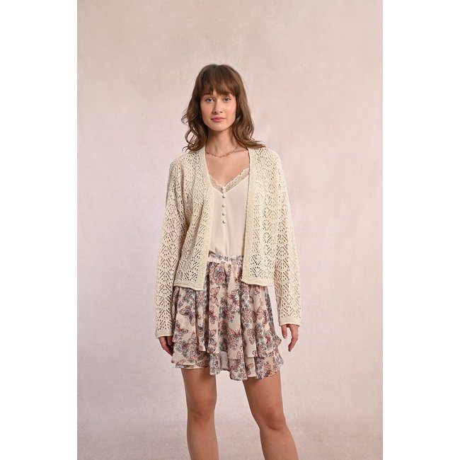 Cardigan mit Zopfmuster beige <span itemprop=