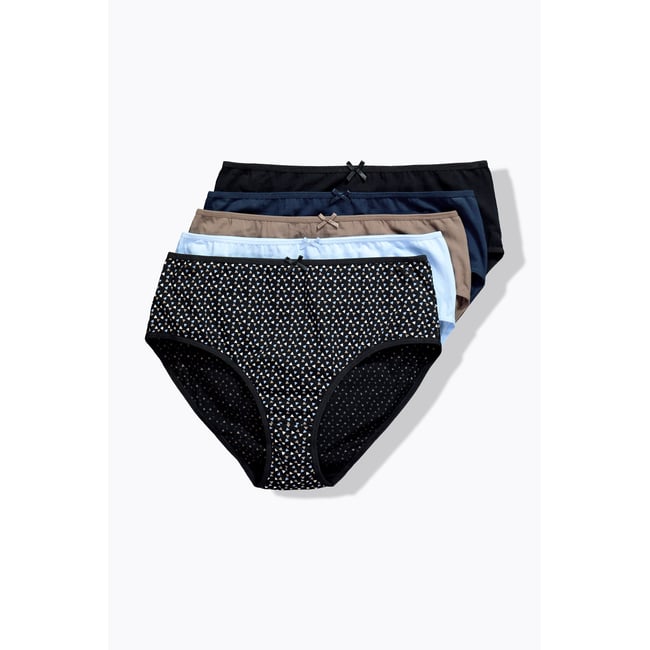 Lot de 5 culottes midi, motif/couleurs unies noir <span itemprop=