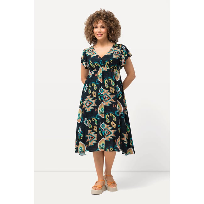 Robe midi avec manches courtes marine <span itemprop=
