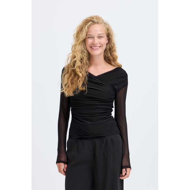 T-shirt à manches longues noir meteorite <span itemprop=
