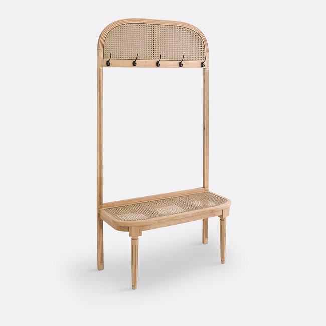 Vestiaire en chêne et rotin, Lunhaus  Couleur naturel <span itemprop=