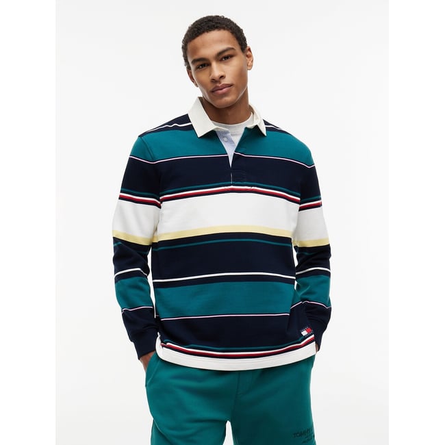 Polo manches longues bleu marine <span itemprop=