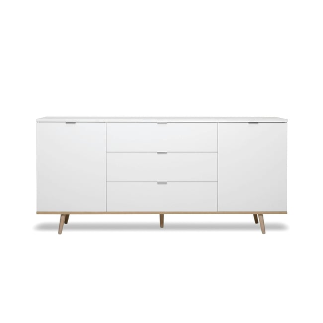 Buffet scandinave blanc 2 portes 3 tiroirs ALVA Couleur blanc <span itemprop=