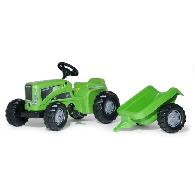 Tracteur a Pedales + Remorque rollyKiddy Futura Vert vert <span itemprop=