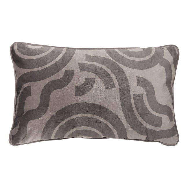 Coussin rectangulaire en velours imprimé LILOU gris foncé <span itemprop=
