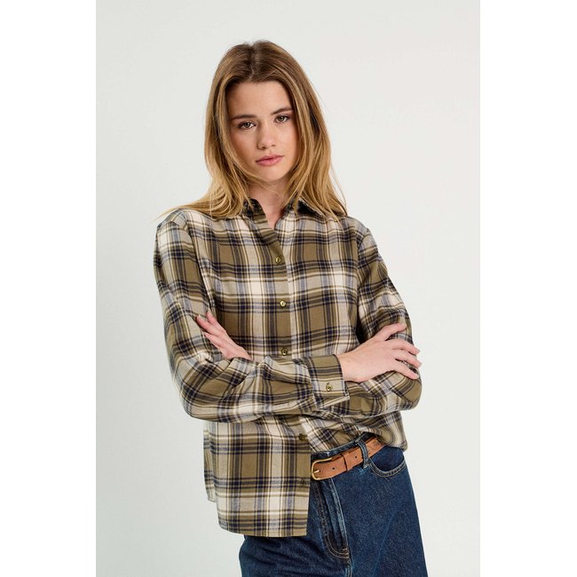 Chemise manches longues vert kaki <span itemprop=