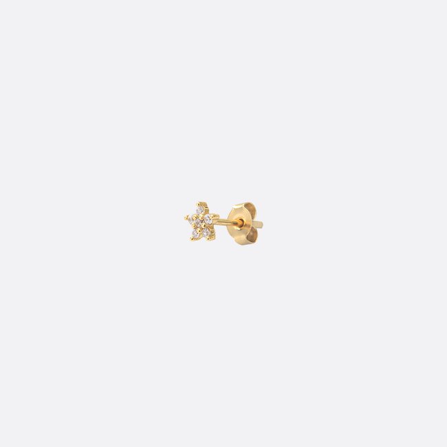 Boucles d'oreilles à l'unité doré à l'or fin AIMÉE oxyde de zirconium blanc <span itemprop=