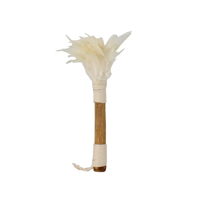 Plumeau décoratif en bambou et plumes Couleur blanc-naturel <span itemprop=