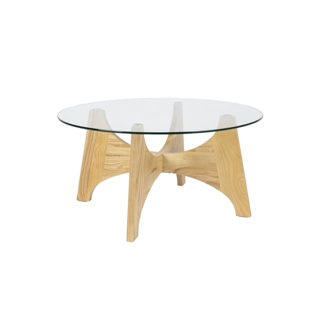 Table basse en bois avec plateau en verre - KOBE Couleur bois <span itemprop=