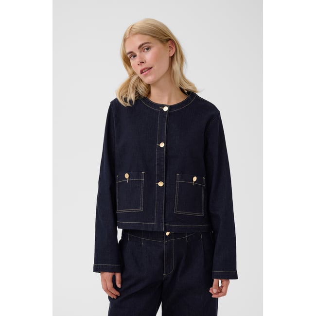 Manteau bleu rinse wash <span itemprop=