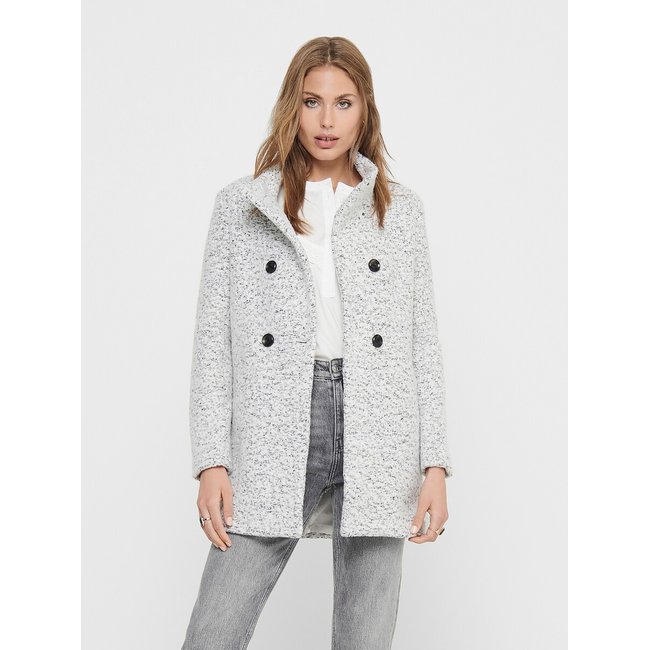 Manteau col montant, boutonné  gris <span itemprop=