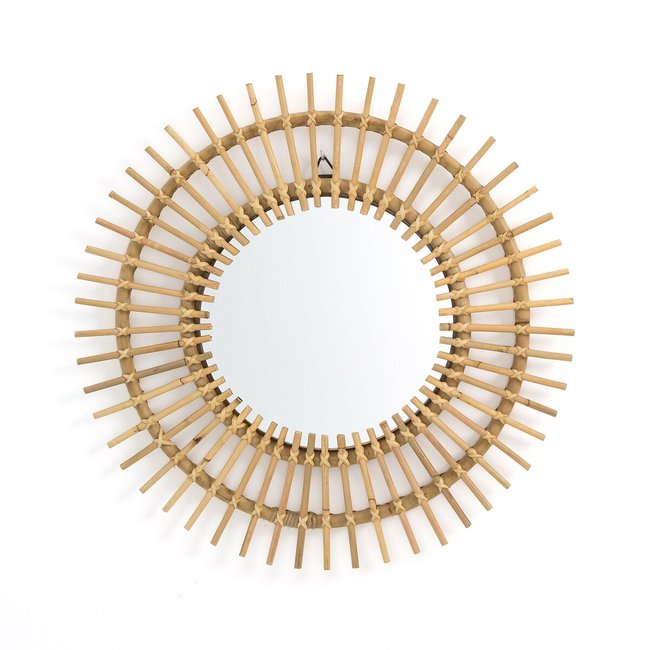 Rattan-Spiegel Nogu in Sonnen-Form, Ø 60 cm natur <span itemprop=