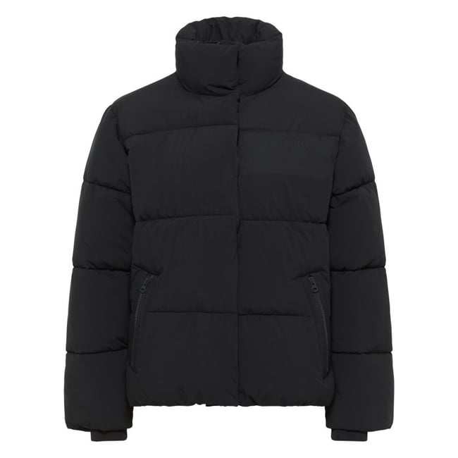 Doudoune noire unie effet matelassé pourvue d'un col montant noire <span itemprop=