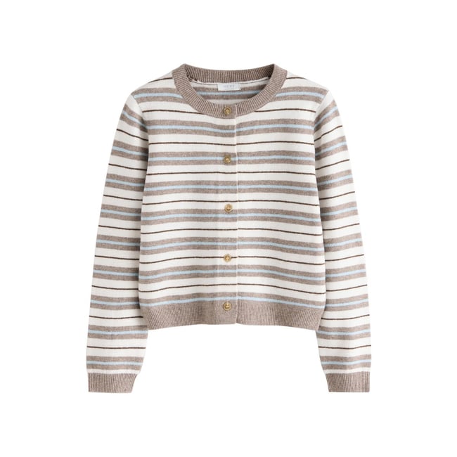 Cardigan en tricot rayure neutre <span itemprop=