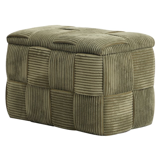 Banc avec rangement, velours côtelé, VANERN Couleur vert <span itemprop=