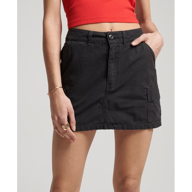 Mini-jupe Vintage Utility noir délavé <span itemprop=