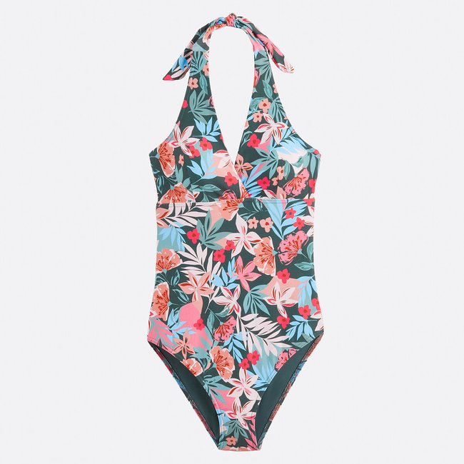 Maillot de bain 1 pièce foulard imprimé floral imprimé exotique <span itemprop=