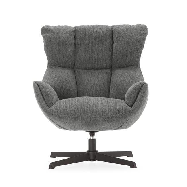 Fauteuil en tissu matelassé avec pieds en métal noir H89 cm - ODETTE - CALICOSY