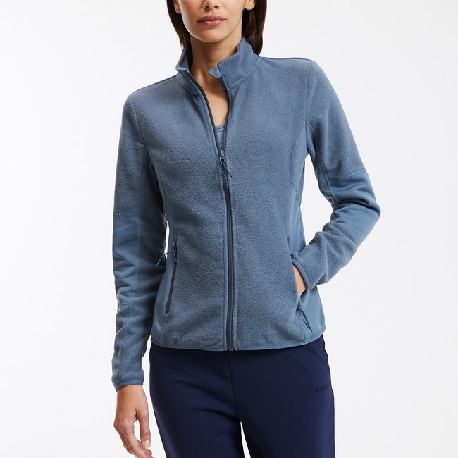 Sweater in fleece met rits Jetta-Ino opstaande kraag <span itemprop=