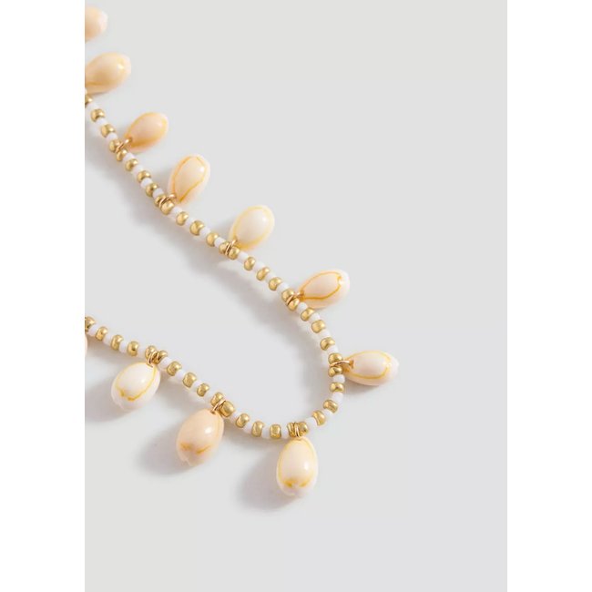 Colliers perles coquillages or <span itemprop=