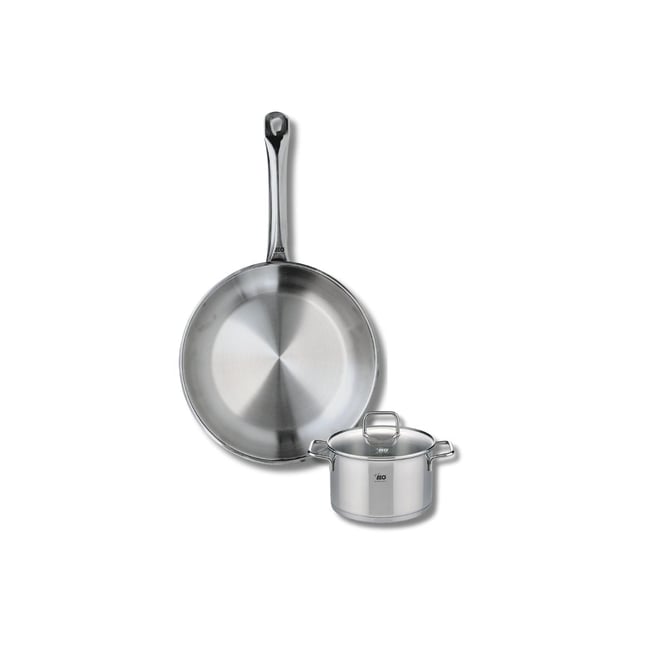 Batterie de cuisine 1 poêle 28cm + 1 faitout 14cm PROFI CITRIN inox <span itemprop=
