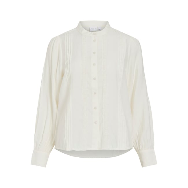 Chemisier manches longues col mao blanc <span itemprop=