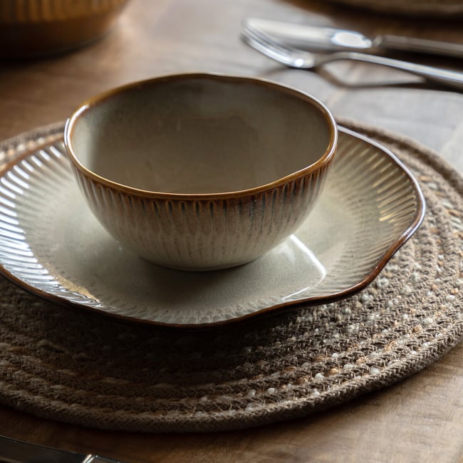 Set of 4 Harville Ridged Bowls in Stone, brown              , ÉDITÉ