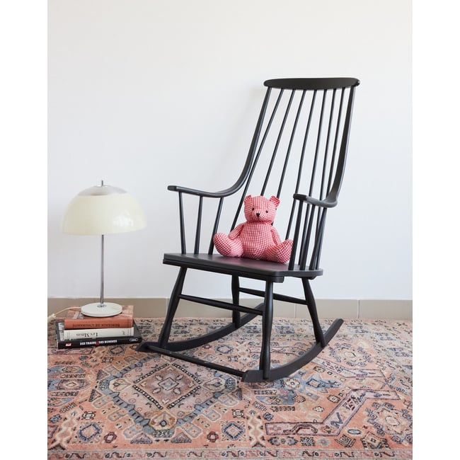 Rocking-chair Windsor en bois Alibert N°88 - Bon état Couleur noir <span itemprop=