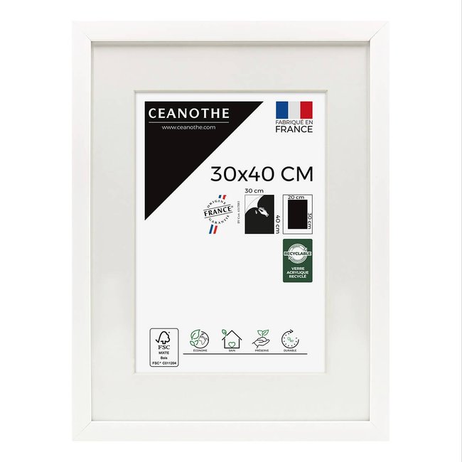 Cadre Photo Avec Passe-partout 30x40 Cm Bois Reconstitué Fsc MILAN - CEANOTHE
