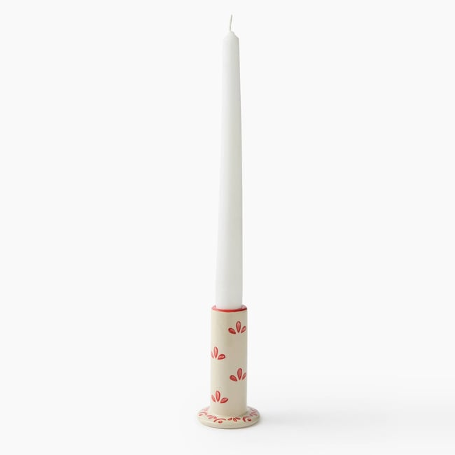 Bougeoir droit print, 5.4x10cm, en céramique Couleur rouge <span itemprop=