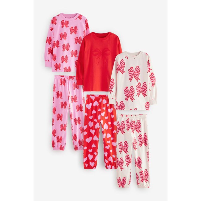 Pyjama style jogging à nœud, lot de 3 rouge <span itemprop=